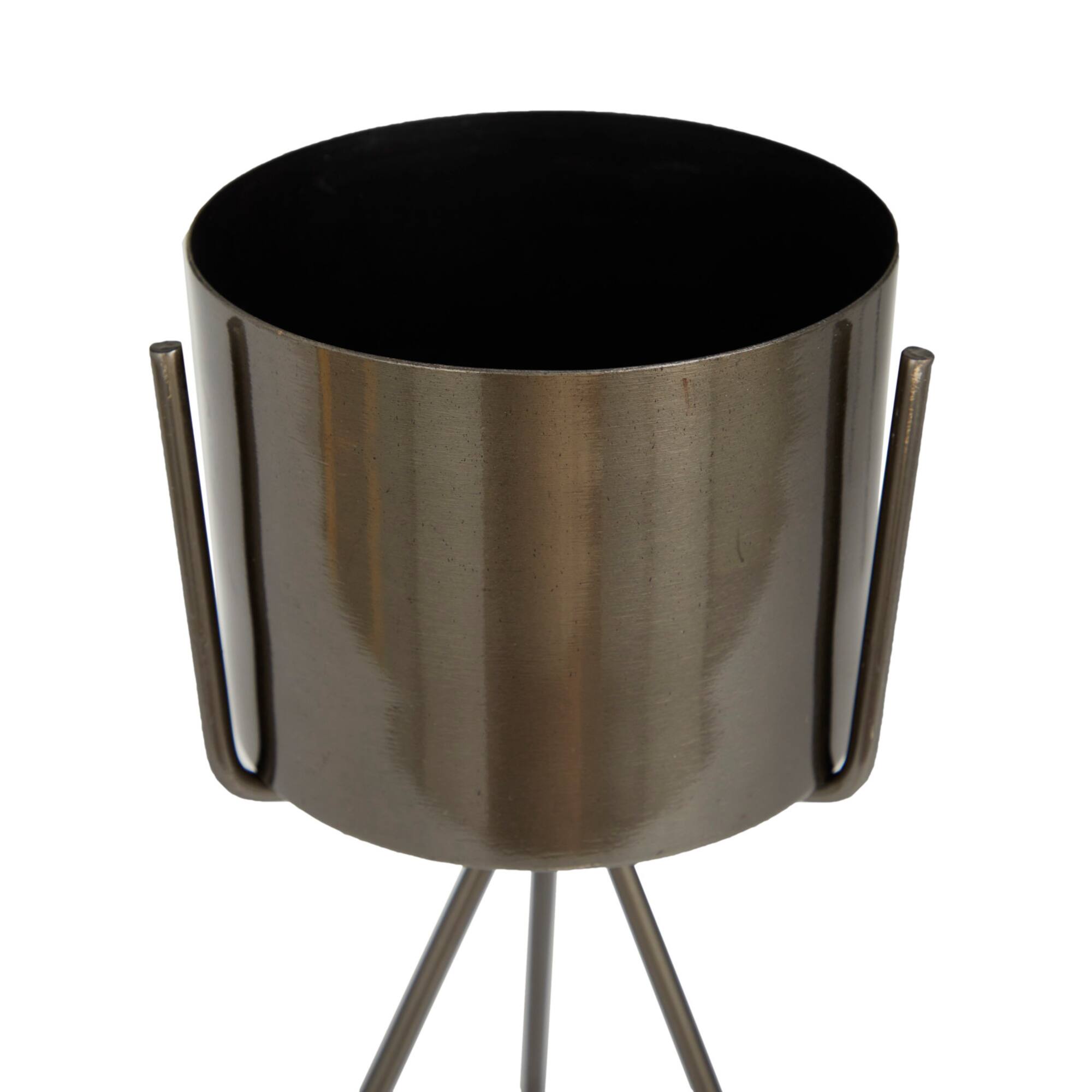 Dark Grey Contemporary Planter, Set of 2" 12", 9"
